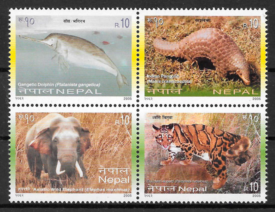 filatelia colección fauna Nepal 2005