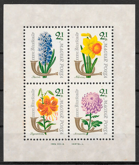colección sellos flora Hungría 1963