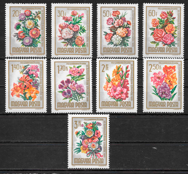 sellos flora Hungría 1965