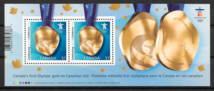 filatelia coleccion sellos deporte Canada 2009
