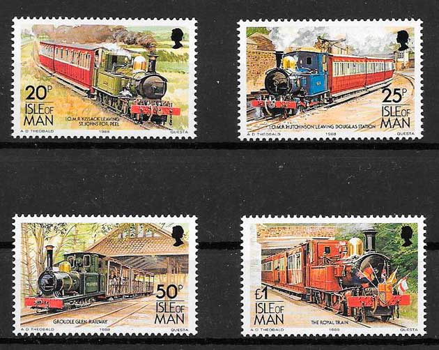 filatelia coleccion trenes 1988 Isla de Man