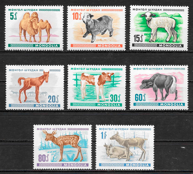 sellos fauna Mongolia 1968