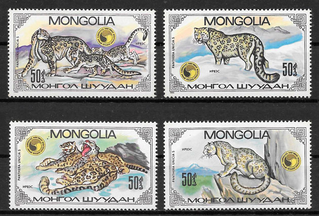 colección sellos fauna Mongolia 1985