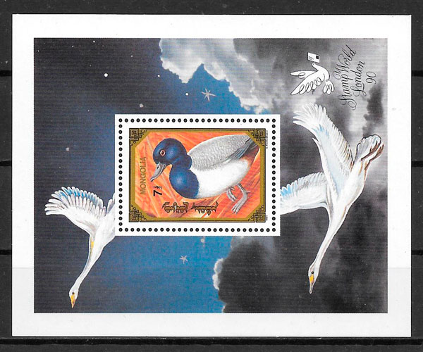 sellos fauna Mongolia 1991
