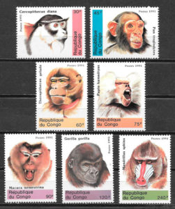 filatelia fauna Congo 1991