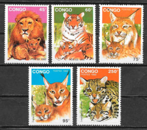 filatelia colección fauna Congo 1992