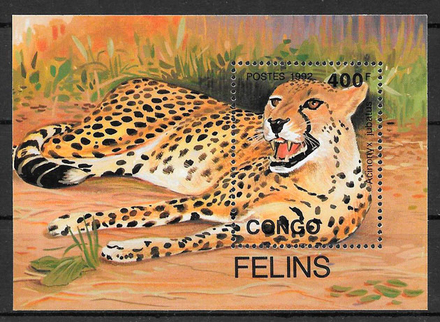 filatelia colección fauna Congo 1992