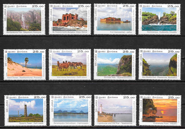 filatelia coleción turismo Sri Lanka 2016