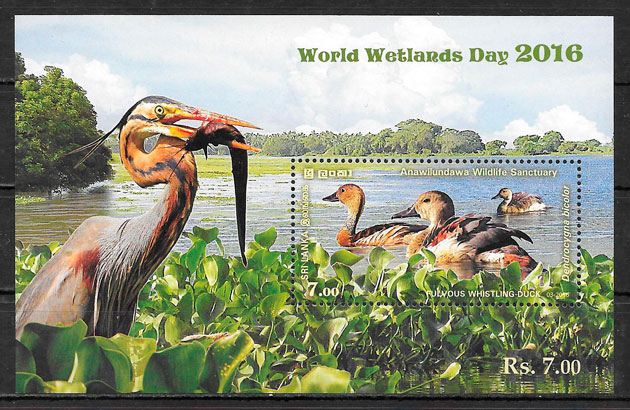 colección sellos fauna Sri Lanka 2016
