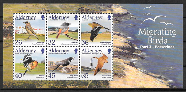 filatelia colección fauna Alderney 2004
