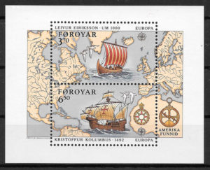 sellos Europa Feroe 1992