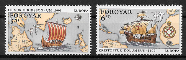 sellos Europa Feroe 1992