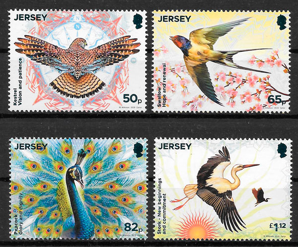 colección sellos fauna Jersey 2019