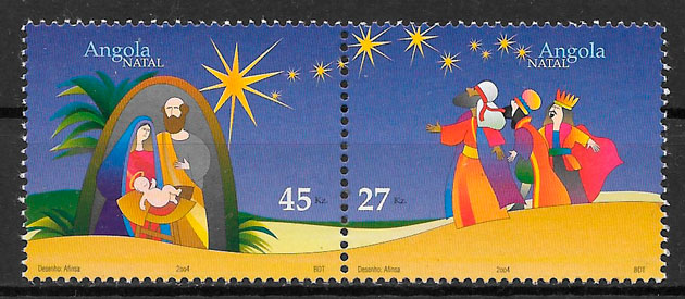 filatelia colección Angola 2004 navidad