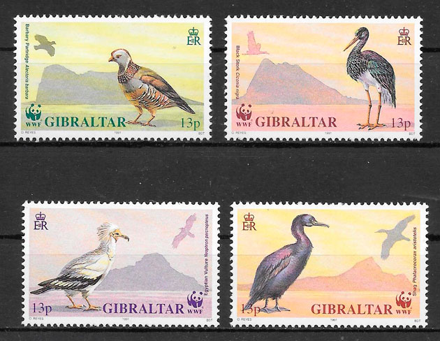 filatelia fauna Gibraltar 1991