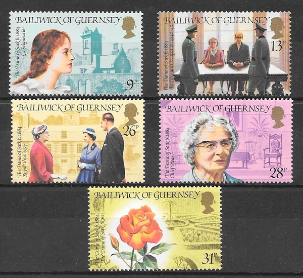 sellos personalidades Guernsey 1984