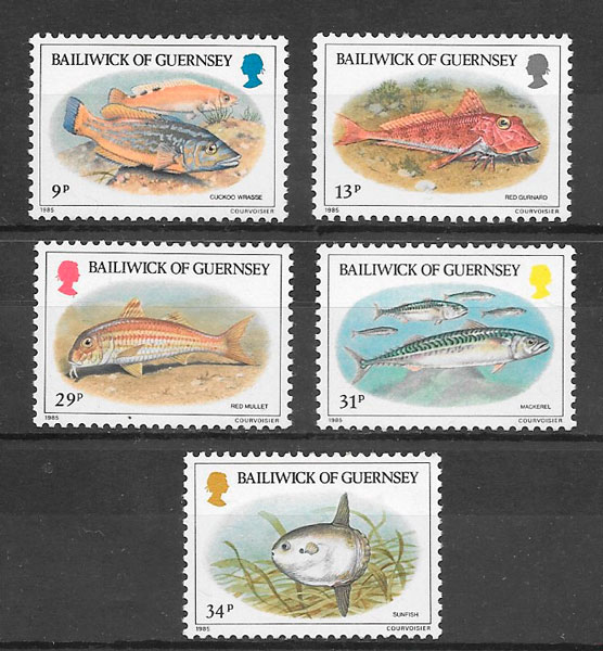 sellos fauna Guernsey 1985