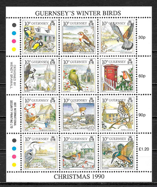 colección sellos navidad Guernsey 1990