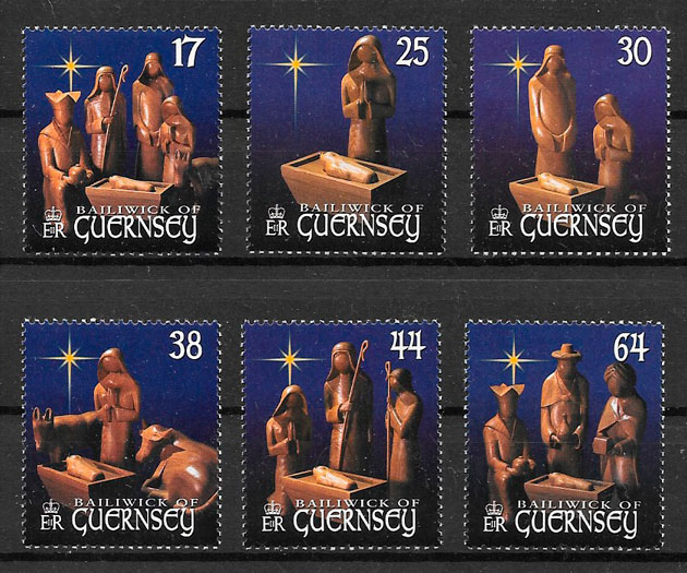 filatelia colección navidad Guernsey 1999