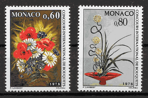 sellos flora Mónaco 1975