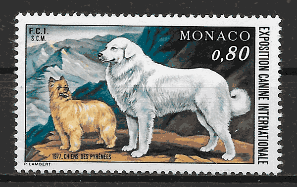 filatelia colección perro Mónaco 1977