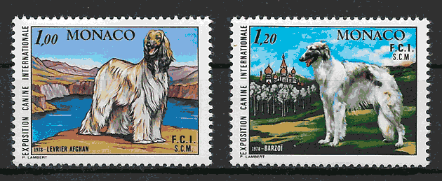 filatelia colección perros Mónaco 1978