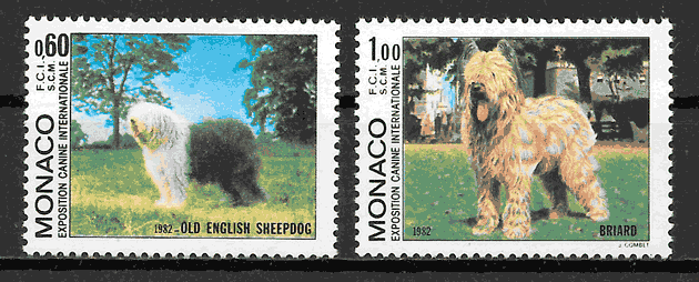 colección sellos perros Mónaco 1982