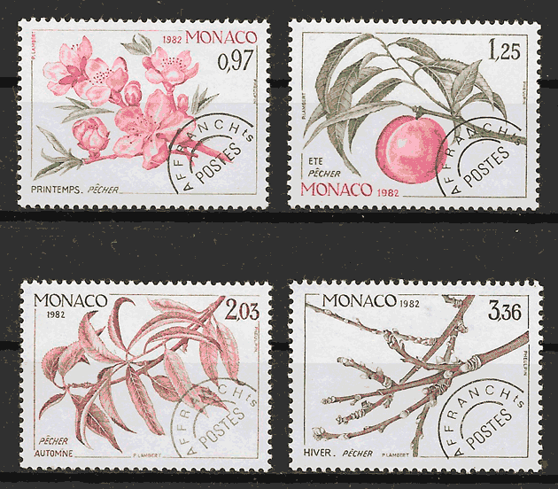 sellos frutas Mónaco 1982