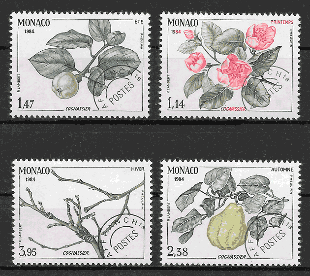 filatelia colección frutas Mónaco 1984