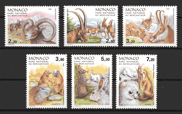 filatelia coleccion fauna Monaco 1986