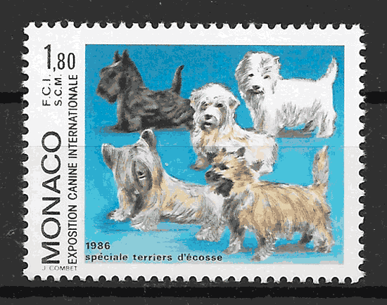 filatelia coleccion perros Monaco 1986