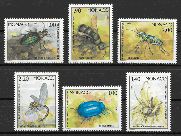 coleccion sellos fauna Monaco 1987
