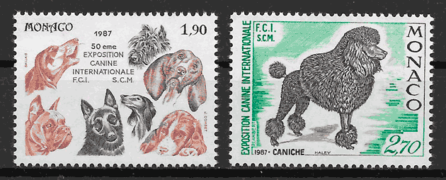 filatelia coleccion perros Monaco 1987