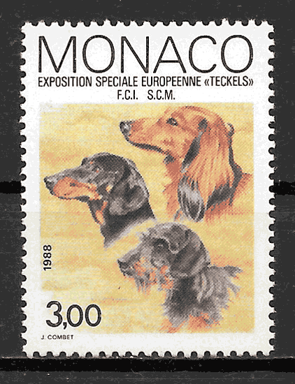 coleccion sellos perros Monaco 1988