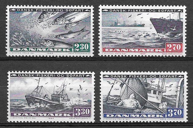 sellos transporte Dinamarca 1984