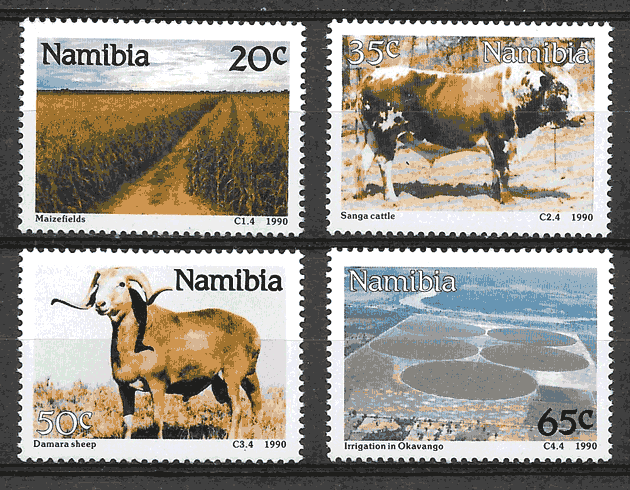 filatelia fauna Namibia 1990
