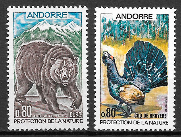 coleccion sellos fauna Andorra Francesa 1971