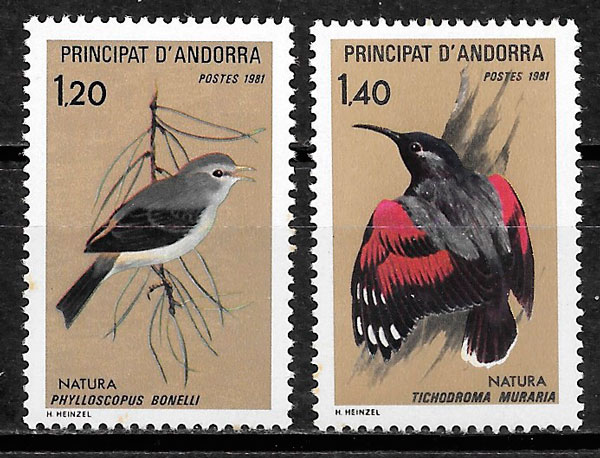 filatelia coleccion fauna Andorra Francesa 1981