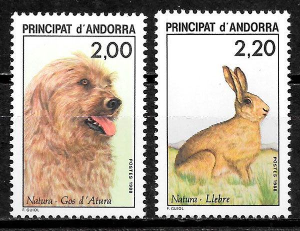 filatelia fauna Andorra Francesa 1988