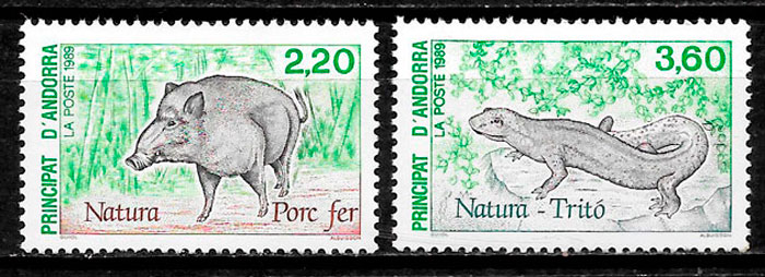 colecion sellos fauna Andorra Francesa 1989