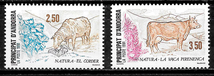 sellos fauna Andorra Francesa 1991