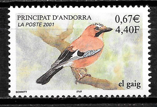 filatelia coleccion fauna Andorra Francesa 2001