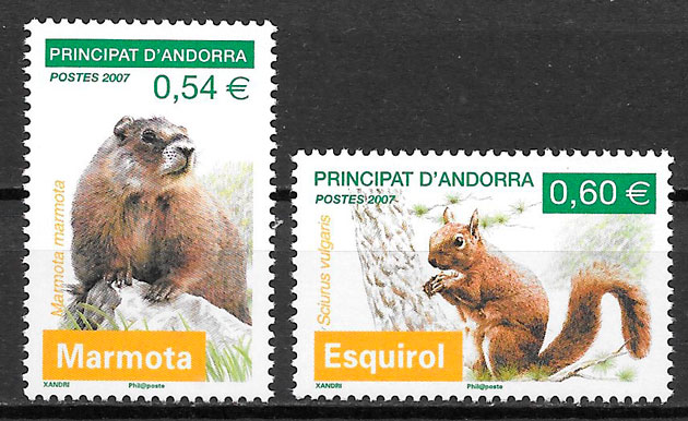coleccion sellos fauna Andorra Francesa 2007