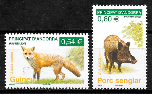 coleccion sellos fauna Andorra Francesa 2008