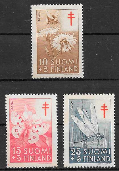 filatelia flora Finlandia 1954