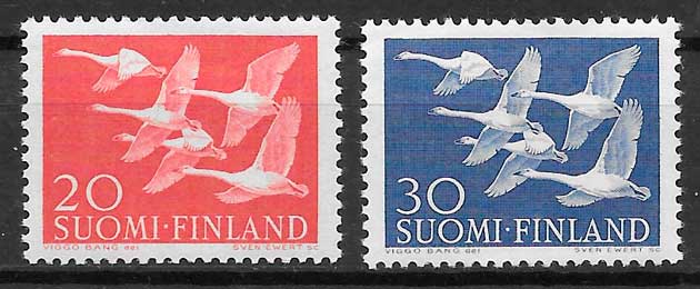 filatelia coleccion fauna Finlandia 1956