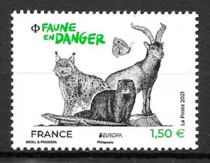 filatelia fauna Francia 2021