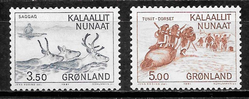 coleccion sellos fauna Groenlandia 1981