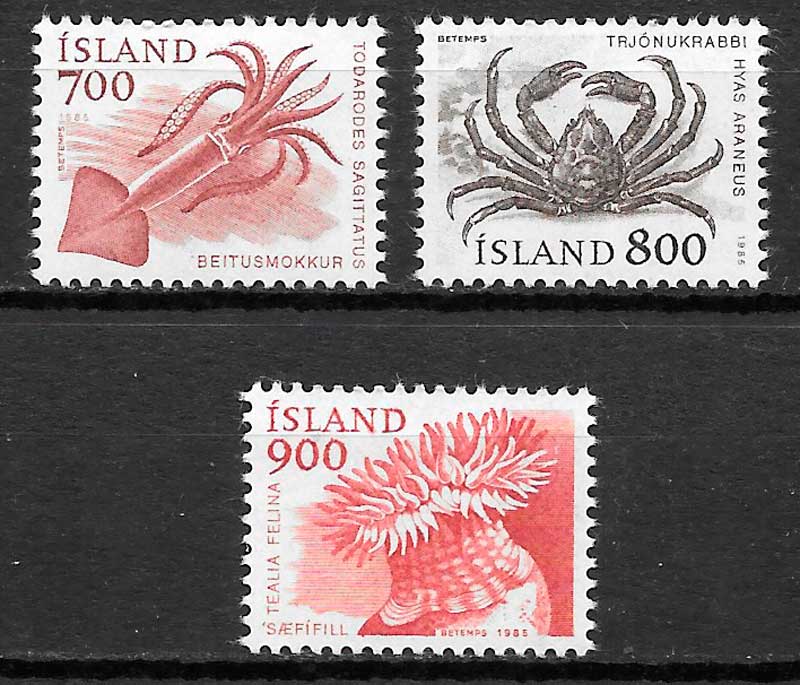 filatelia coleccion fauna Islandia 1985