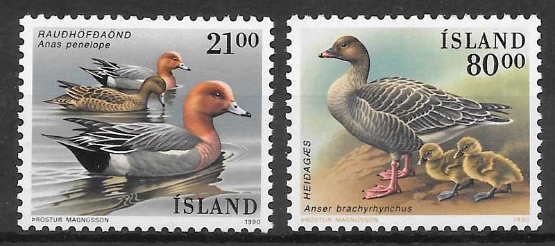 filatelia fauna Islandia 1990